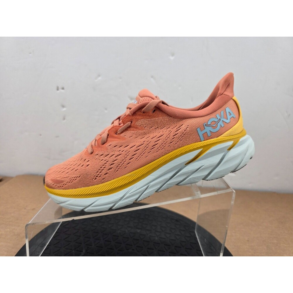 Hoka One One Clifton 8 Shoes Womens Size 6.5 Orange Running SHOES 1119394 SBSCR